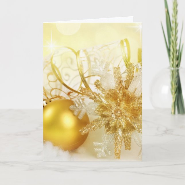 Golden Designer Christmas Holiday Card (Front)