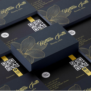 Golden Details Aesthetician Qr Code Social Media Business Card