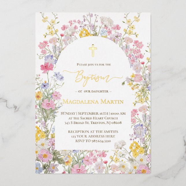 golden details wildflowers Baptism (Front)
