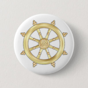 Golden Dharmacakra 6 Cm Round Badge
