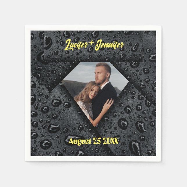 Golden Diamond Modern Elegant Customised Wedding  Napkin (Front)