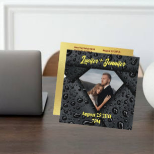 Golden Diamond Modern Elegant Customised Wedding Save The Date