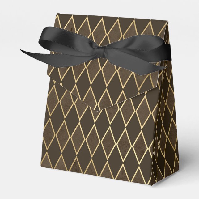 Golden Diamond Pattern Favour Box (Front Side)