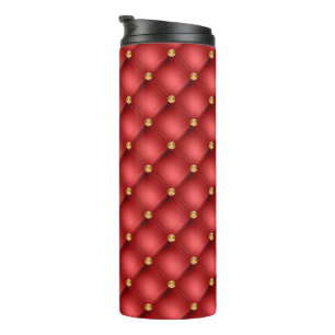 Golden Diamond Tufted Leather Luxury Re Thermal Tumbler