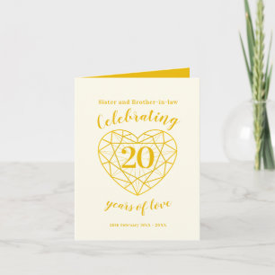 Golden diamond wedding anniversary 20 years card