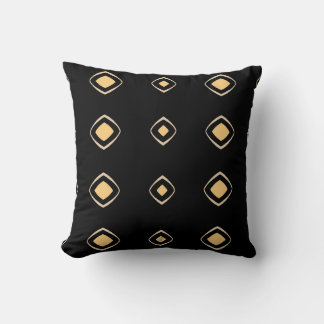 Golden Diamonds – Black & Gold Minimal Geometric Cushion
