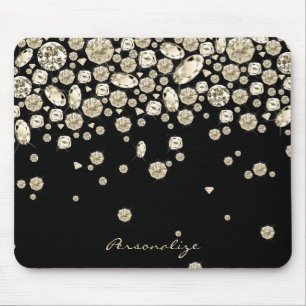 Golden Diamonds on Black Mouse Mat