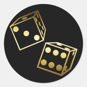 GOLDEN DICE CLASSIC ROUND STICKER