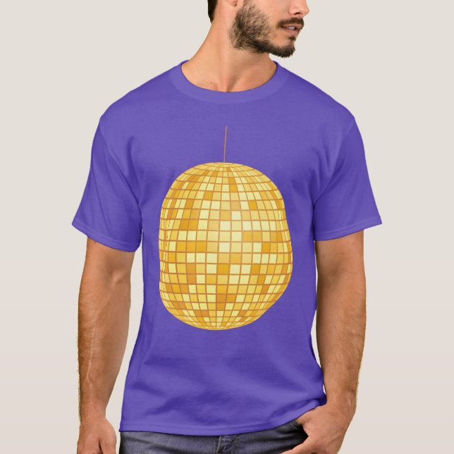 Golden Disco Ball Mirror Ball Retro 70s 80s family T-Shirt (Front)