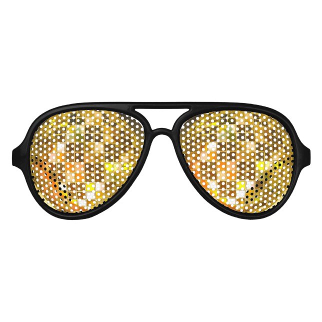 Golden Disco Ball Party Shades Sunglasses (Front)