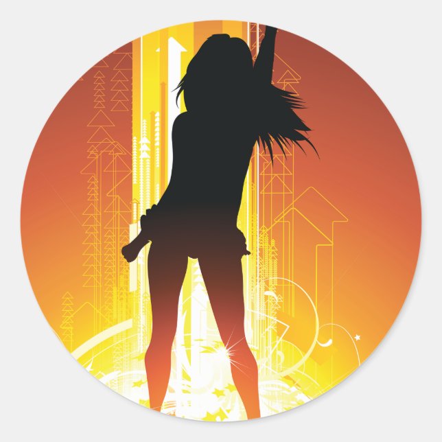 Golden Disco Woman Classic Round Sticker (Front)
