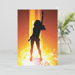Golden Disco Woman Invitation