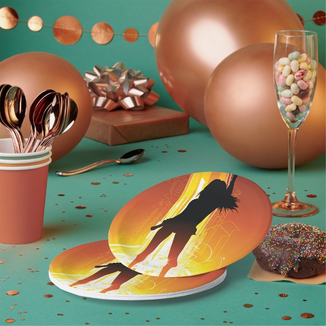Golden Disco Woman Paper Plate (Creator Uploaded)