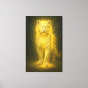 Golden Divine White Tiger – Premium Fantasy Art Canvas Print