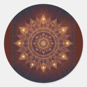 Golden Diwali Mandala – Light Within and Around Classic Round Sticker