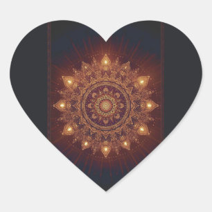 Golden Diwali Mandala – Light Within and Around Heart Sticker