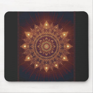 Golden Diwali Mandala – Light Within and Around Mouse Mat