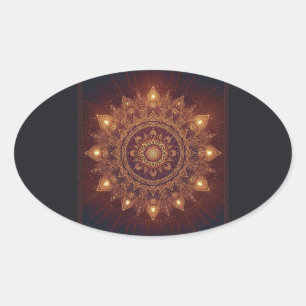 Golden Diwali Mandala – Light Within and Around Oval Sticker