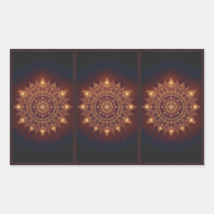 Golden Diwali Mandala – Light Within and Around Rectangular Sticker