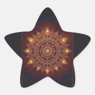 Golden Diwali Mandala – Light Within and Around Star Sticker