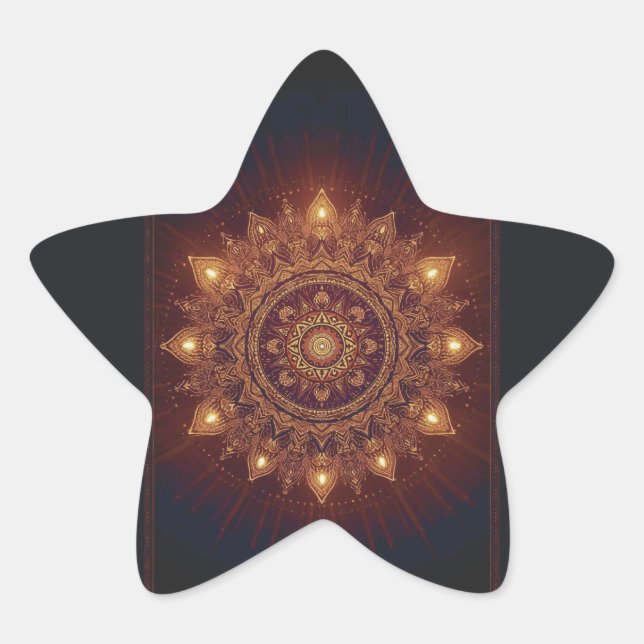 Golden Diwali Mandala – Light Within and Around Star Sticker (Front)