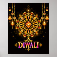 Golden Diwali Mandala Rangoli Festival of Lights