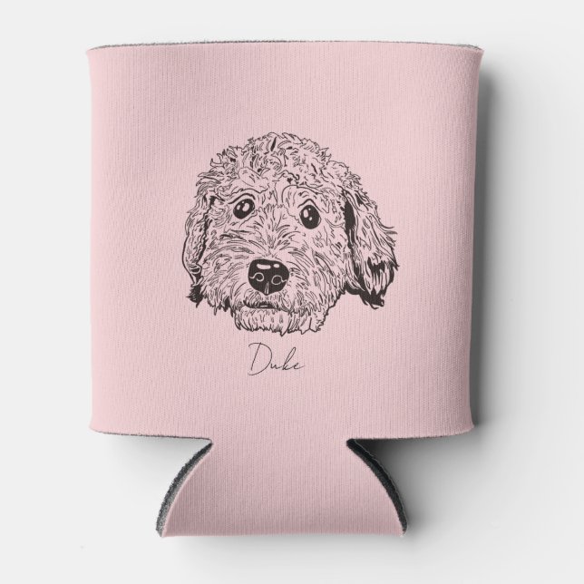 Golden Doddle Line Drawing Can Cooler (Front)