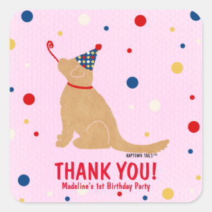 Golden Dog Custom Birthday Bubbles Sticker