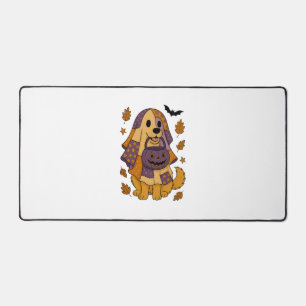 Golden Dog Ghost Halloween Desk Mat