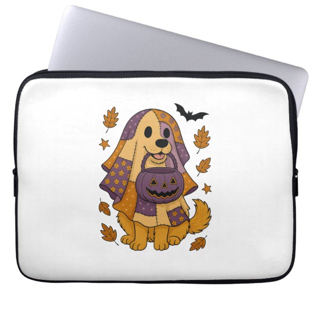Golden Dog Ghost Halloween Laptop Sleeve (Front)