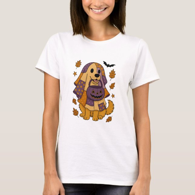 Golden Dog Ghost Halloween T-Shirt (Front)