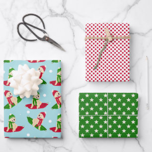 Golden Dog Winter Saucer Sled Day Gift Wrap Set 3
