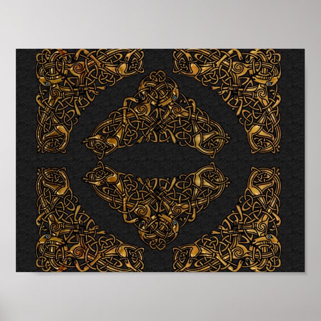 Golden Dogs Celtic Knot Poster (Front)