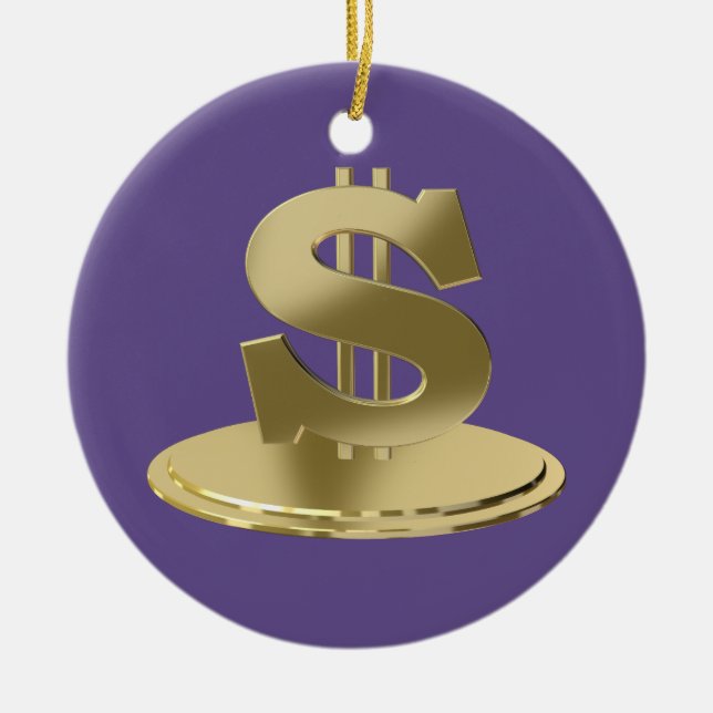 Golden dollar ceramic tree decoration (Front)