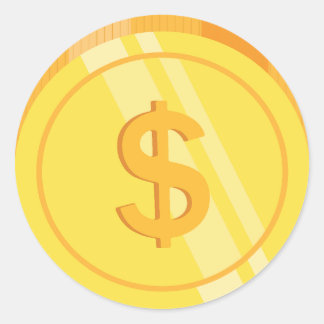 Golden Dollar Coins Classic Round Sticker