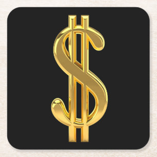 Golden Dollar Sign Coaster