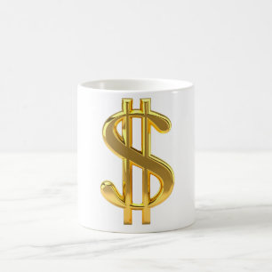 Golden Dollar Sign Coffee Mug