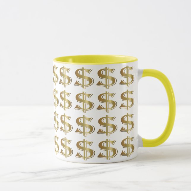 Golden Dollar Sign Coffee Mug (Right)