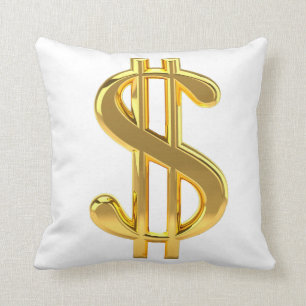 Golden Dollar Sign Pillow