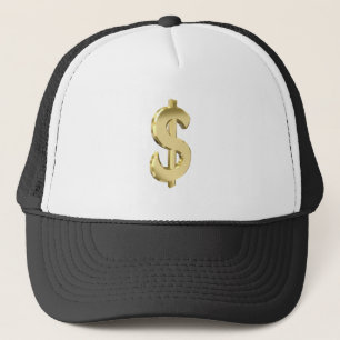 Golden dollar sign trucker hat