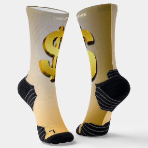 Golden Dollar Sparkling Sign Money Symbol Socks