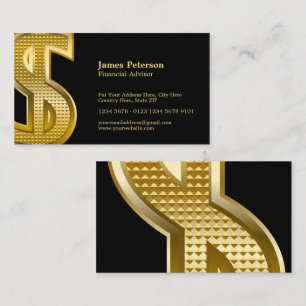 Golden Dollar Symbol Big Black Business Card