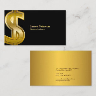 Golden Dollar Symbol Big Black Business Card