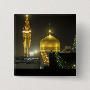 Golden dome of the Imam Reza Shrine Complex at 15 Cm Square Badge