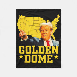 Golden Dome Trump Great American Map Patriotic 4th Fleece Blanket