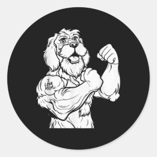 Golden Doodle Biceps Tattoo - Dog Breed Pet I Love Classic Round Sticker