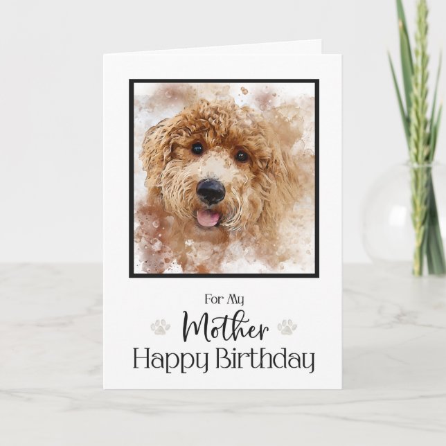 Golden Doodle Cavapoo Happy Birthday Mother Card (Front)