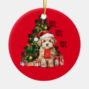 Golden Doodle Christmas Dog Howl Ceramic Tree Decoration