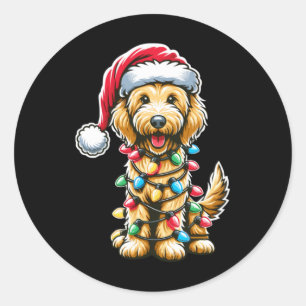 Golden Doodle Christmas Tree Xmas Dog Pajamas Gold Classic Round Sticker