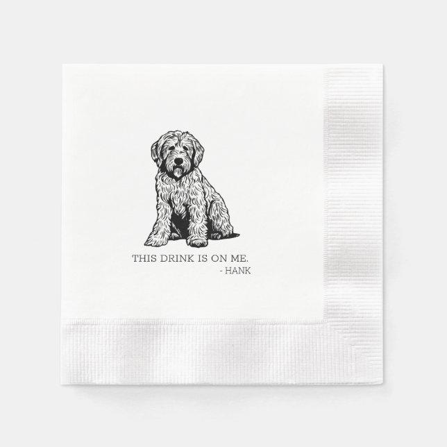 Golden Doodle Cocktail Napkin (Front)